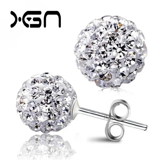 925 silver diamonds earrings, stamped - Picture 4 of 6